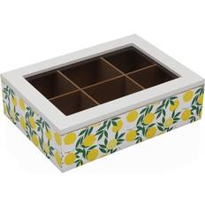 Madera Almacenamiento Cocina Versa Caja Para Infusiones Madera 17 x 7 x 24 cm Limón Recipiente de Cocina