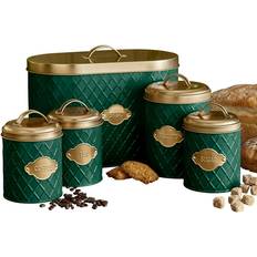 Green Embossed 5 Piece Canister Set