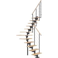 Grå Straight Stairs Dolle Boston Bøg 1/4 Sving Antracit 13T