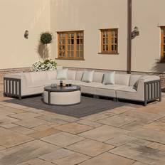 Garden & Outdoor Furniture Maze Ibiza Large Corner Sofa With Round Coffee Table - Oatmeal Outdoor Lounge Set