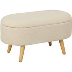 Storage Benches Homcom Ottoman Cream White Storage Bench