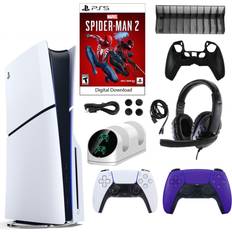 Game Consoles Sony PS5 Spider Man 2 Console with Extra Purple Dualsense Controller and Accessories Kit Multi-color