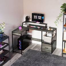 L shaped desk Homcom L Shaped Computer Table Grey Writing Desk