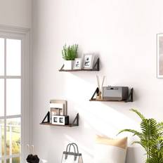 Brown Wall Shelves Homcom Vintage Shelves Set of 3 Wall Shelf