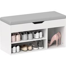 Homcom Shoe Racks Homcom Sit-On Storage Unit Cream Shoe Rack