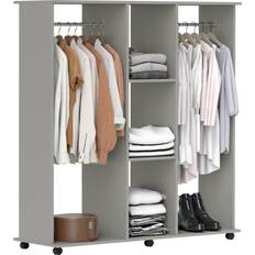 Homcom Grey Wardrobes Homcom Mobile Double Open Grey Wardrobe