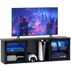Modern black tv unit Homcom 160cm Unit with LED Lights TV Bench