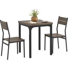 Homcom Grey Dining Sets Homcom Compact Table 2 Chairs Grey Wood Grain Dining Set