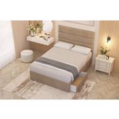 Beige Bed Packages Somnior Chambery Plush Velvet Hybrid Divan Bed Set Small Double