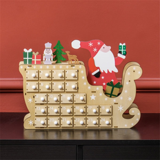 Advent Calendars Bed Bath & Beyond Santa Sleigh Shape Christmas Advent Calendar with 24-Day Countdown for Daily Treats Natural (See Description)