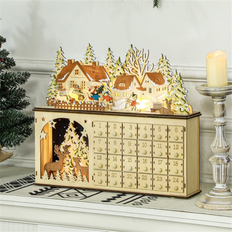 Advent Calendars Bed Bath & Beyond 2-in-1 Christmas Advent Calendar Light-Up Xmas Decoration with 24 Day Countdown Natural (4.0 In. W X 15.0 In. H X 4.0 In. D)