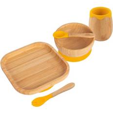 Machine Washable Baby Dinnerware Tiny Dining Bamboo Square Baby Weaning Set 5pc