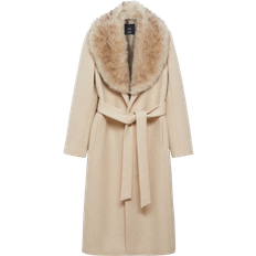 Mango Butter Wool Coat With Detachable Collar - Light/Pastel Grey