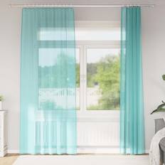 Turkosa Gardinlängder vidaXL Voile Gardiner Med Öglor 2 St Turkos 140x245 cm
