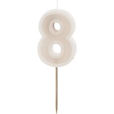 PartyDeco Fødselsdagslys Nummer 8 Grå 6 cm Højt