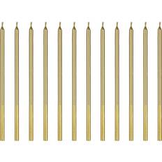 Candele per torta PartyDeco Candele Di Compleanno Dorate Lisce 14 cm 12 Pezzi