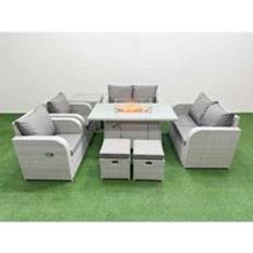Rattan reclining chair Fimous 8 Seater Reclining Chair Outdoor Lounge Set