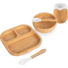 Grey Baby Dinnerware Tiny Dining Bamboo Segmented Baby Weaning Set 5pc