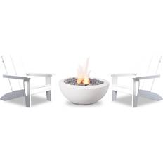 White Ethanol Fireplaces TerraFlame Hestia 3-Piece Bioethanol Fire Chat With 1903 Ad Chair White