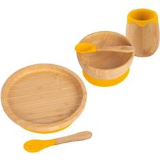 Machine Washable Baby Dinnerware Tiny Dining Bamboo Round Baby Weaning Set 5pc