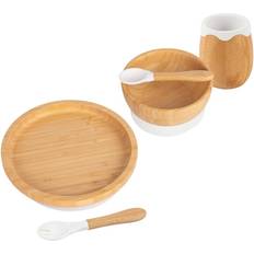 Machine Washable Baby Dinnerware Tiny Dining Bamboo Round Baby Weaning Set 5pc