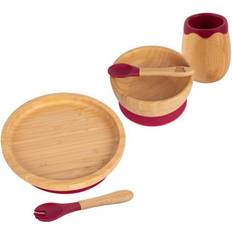 Machine Washable Baby Dinnerware Tiny Dining Bamboo Round Baby Weaning Set 5pc