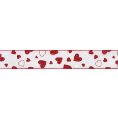 White Gift Wrap Ribbons Northlight Glitter Hearts Valentine's Day Ribbon 2.5 x 10 Yards