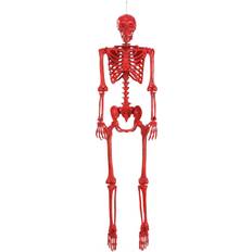Decoraciones de Fiesta Fun Costumes 5FT Poseable Crazy Bones Skeleton in Red Prop Decoration