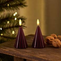 Sirius Laura Træ 2 Stk Ø5,7 x H8 cm Bordeaux LED-lys 2stk