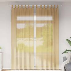 Curtains & Accessories vidaXL Voile Curtains with Rod Pockets 2 pcs Sand - Brown