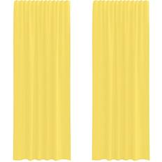 Gul Gardinlængder vidaXL Voile-gardiner med Løkker 140x260 cm Gul Set of 2