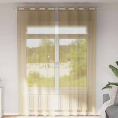 Gardiner & Tillbehör vidaXL Voile Gardiner Med Genomföringar 2 St Sand