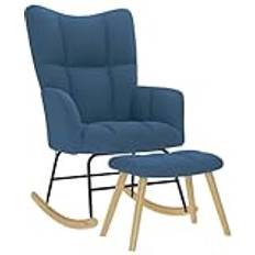 Schaukelstühle vidaXL mit Fußhocker Blau Stoff Schaukelstuhl