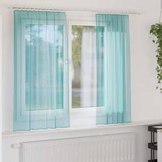 Turkis Gardiner & Tilbehør vidaXL Voile-gardiner Med Løkker 140x140 cm Turkis 2 Stk