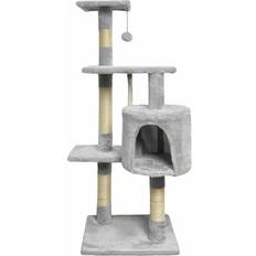 Refurbished Grå Plys Katte Kradsetræ med Sisal Bund