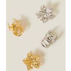 Gold Hair Clips Accessorize Mini Metal Flower Claw Clips 4-Pack Multi