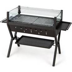 Costway Black BBQ Charcoal Grill with Wind Guard and Seasoning Racks 73 x 50 x 24 cm