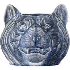 Pots, Plants & Cultivation Creative Collection BV Abner Stoneware Lion Flowerpot - Blue
