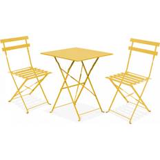 Jaune Ensembles repas de patio Table Terrasse Et 2 Chaises Acier Jaune Ensemble repas de patio