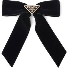 Hair Products Prada Triangle-Logo Bow Velvet Hair Clip One Size Black