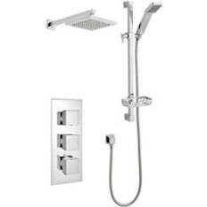 Silver Shower Systems Clifton Chrome Triple Shower Rail Kit Silver