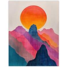 ARTERY8 Colourful Boho Mountain Landscape Wall Art Print W12 inch x H16 inch Poster