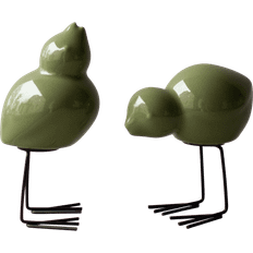 DBKD Swedish Birds Påskdekoration 2-pack Shiny Green Grön Påskdekoration 8cm 2st