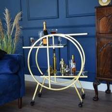 Gold Trolley Tables Madison & Mayfair Round Art Deco Drinks One Size Trolley Table