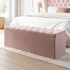 Pink Chests Safina Ottoman Storage Blanket Box Pink Velvet Chest