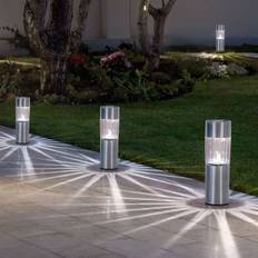 Gartenschmuck Globo Lighting 4er Set LED Edelstahl Solarlampen für den Außenbereich