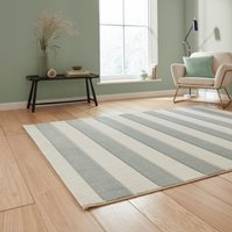 Catherine Lansfield Cove Stripe Sage Rug Green
