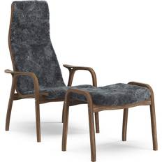 Swedese Möbler Swedese Lamino Med Fotpall Naturlackerad Fårskinn Charcoal Fåtölj