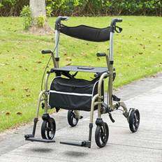 2 In 1 Wheelchair Folding Rollator Walker Combo