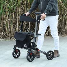 Walkers Homcom Adjustable 4 Wheel Rollator with Seat Bag
